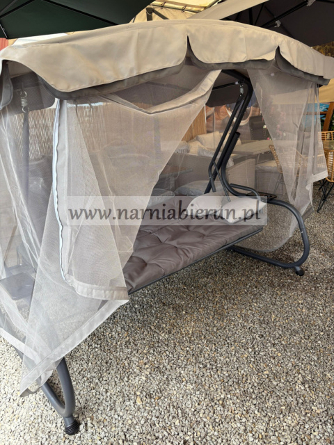 HUŚTAWKA OGRODOWA Z MOSKITIERĄ 220 x 130 x 175 CM SZARA Z FUNKCJĄ LEŻANKI HUŚTAWKA OGRODOWA Z MOSKITIERĄ 220 x 130 x 175 CM SZARA Z FUNKCJĄ LEŻANKI