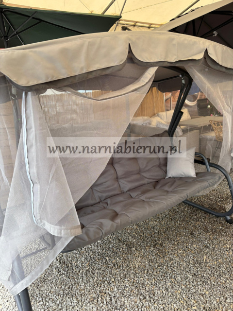 HUŚTAWKA OGRODOWA Z MOSKITIERĄ 220 x 130 x 175 CM SZARA Z FUNKCJĄ LEŻANKI HUŚTAWKA OGRODOWA Z MOSKITIERĄ 220 x 130 x 175 CM SZARA Z FUNKCJĄ LEŻANKI