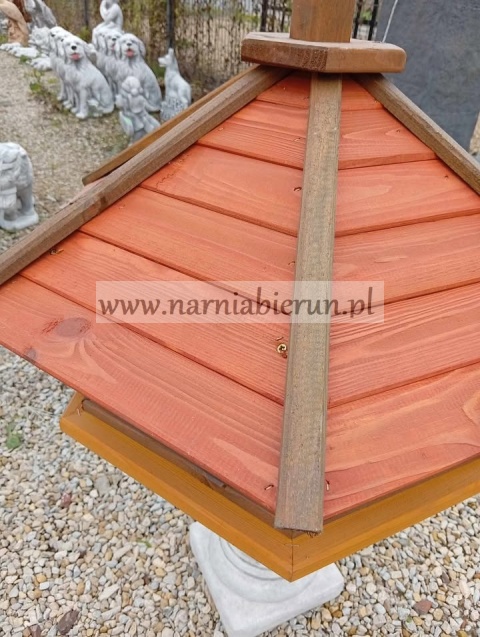 Karmnik dla ptaków drewniany XXL żółto-pomarańczowy