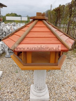 Karmnik dla ptaków drewniany XXL żółto-pomarańczowy