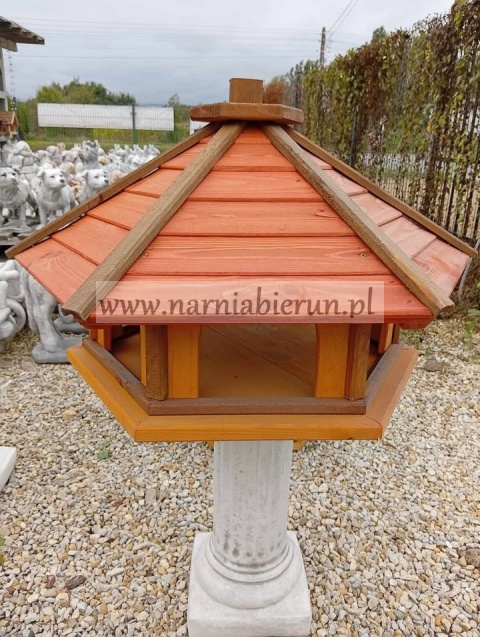 Karmnik dla ptaków drewniany XXL żółto-pomarańczowy