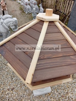 Karmnik dla ptaków drewniany XXL biało-brązowy