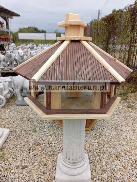 Karmnik dla ptaków z wsypem XXL biało-brązowy