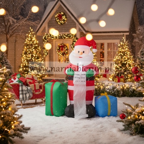 DMUCHANY MIKOŁAJ Z LISTĄ I PREZENTAMI 180 CM LED