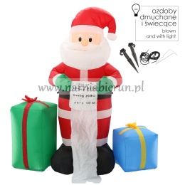 DMUCHANY MIKOŁAJ Z LISTĄ I PREZENTAMI 180 CM LED