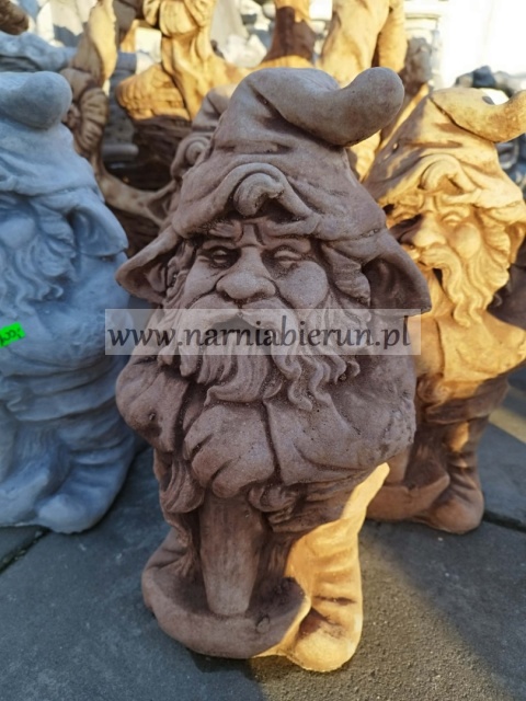 Figurka betonowa KRASNOLUDEK SKRZAT TROLL KRASNAL Z MŁOTEM H40