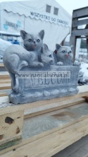 Figurka betonowa KOT KOTKI WITAMY WELCOME 25 cm.