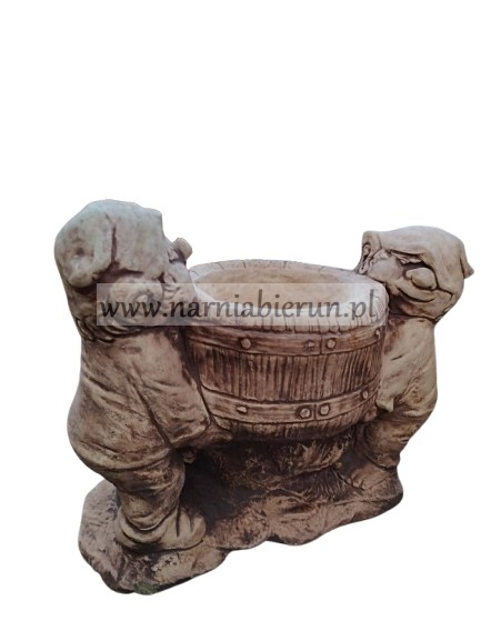 Figurka ogrodowa betonowa Skrzaty krasnale trolle niosące donicę