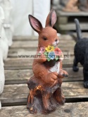 Figurka z żywcy ZAJĄC zajączek z kwiatami królik 30 cm.