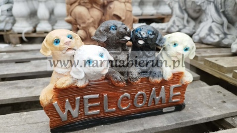 Figurka z żywicy Pies Pieski Welcome 25 cm.