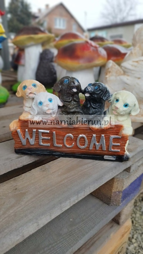 Figurka z żywicy Pies Pieski Welcome 25 cm.