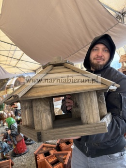 Karmnik dla ptaków drewniany kołkowy standard