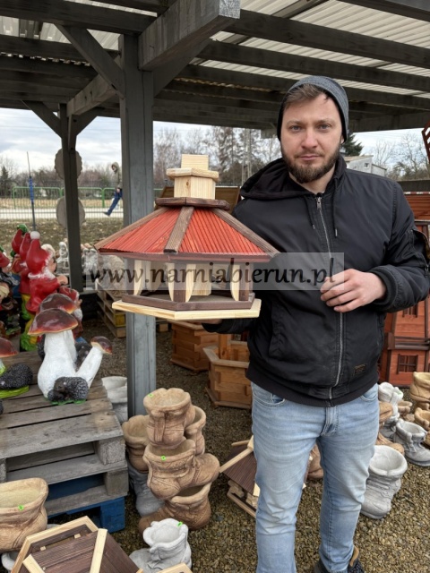 Karmnik dla ptaków z wsypem WSYP MAŁY biało-czerwony