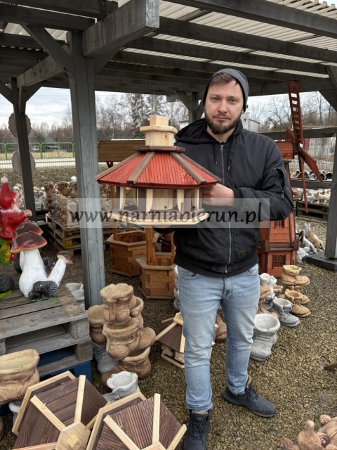 Karmnik dla ptaków z wsypem WSYP MAŁY biało-czerwony