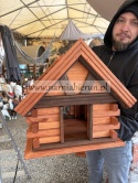 Karmnik drewniany Karmnik dla ptaków do ogrodu CHATKA brązowa