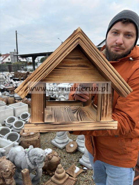 Karmnik drewniany Karmniki dla ptaków do ogrodu CHATKA zwykła