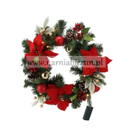 WIENIEC ŚWIĄTECZNY 15 LED 40 CM CZERWONO-ZŁOTY