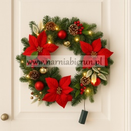 WIENIEC ŚWIĄTECZNY 15 LED 40 CM CZERWONO-ZŁOTY