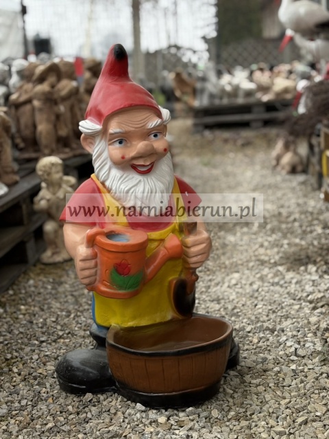 Figura z Żywicy KRASNAL Krasnoludek z konewką OGRODNIK 72 cm.