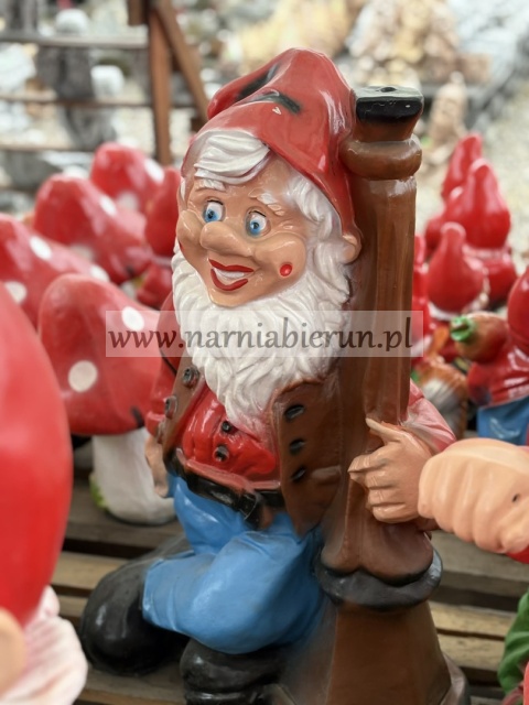 Figura z Żywicy KRASNAL Krasnoludek latarnik z latarnią 70 cm