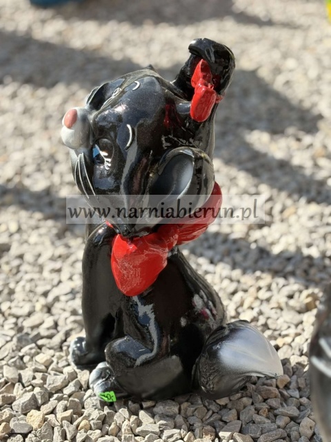 Figurka z żywicy KOT KOTEK Kotka z kokardką bajkowy czarny biały rudy 40 cm