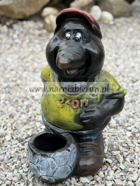 Figurka ogrodowa Kret Krecik Piłkarz z piłką doniczką donica 46 cm.