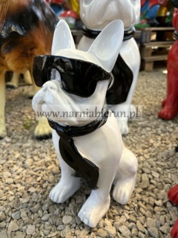 Figurka z żywicy Pies Buldog w okularach francuski mały 35cm