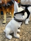 Figurka z żywicy Pies Buldog w okularach francuski mały 35cm