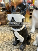 Figurka z żywicy Pies Buldog w okularach francuski mały 35cm