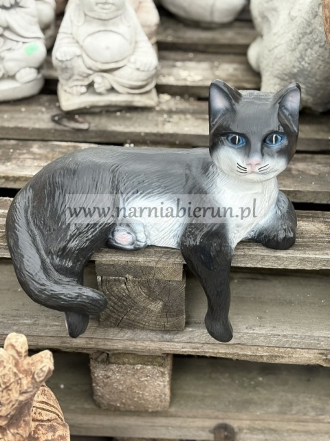 Figurka z żywicy KOT KOTEK leżący czarny 30 cm