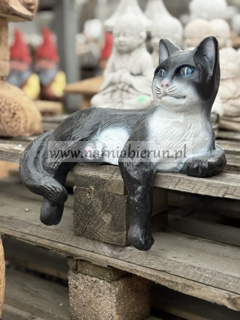 Figurka z żywicy KOT KOTEK leżący czarny 30 cm