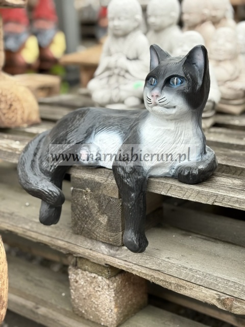 Figurka z żywicy KOT KOTEK leżący czarny 30 cm