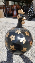 Figurka z żywicy KURA POMPOWANA okrągla kurka kulka w kwiaty kwiatki 57 cm.