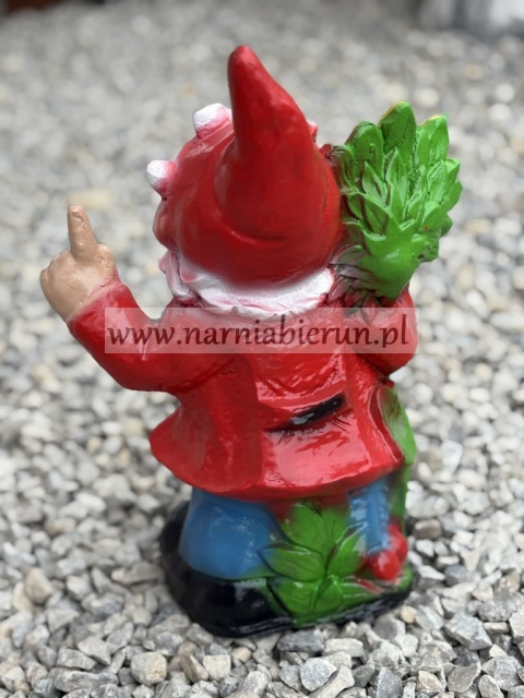 Figurka z żywicy Krasnal krasnoludek ogrodnik ze słonecznikiem 35 cm.