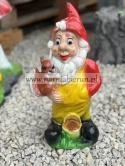 Figurka z żywicy Krasnal krasnoludek z wiewiórką 35 cm.