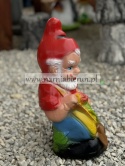 Figurka z żywicy Krasnal krasnoludek ogrodnik z łoptą i różą 37 cm.