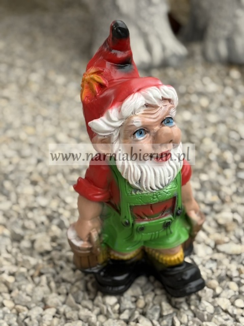 Figurka z żywicy Krasnal krasnoludek nosiwoda z wiadrami 35 cm.