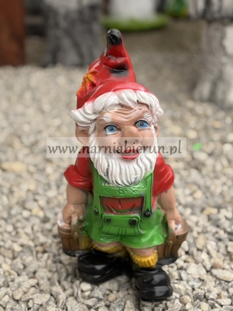 Figurka z żywicy Krasnal krasnoludek nosiwoda z wiadrami 35 cm.