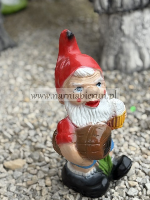 Figurka z żywicy Krasnal krasnoludek z piwem piwosz 33 cm.