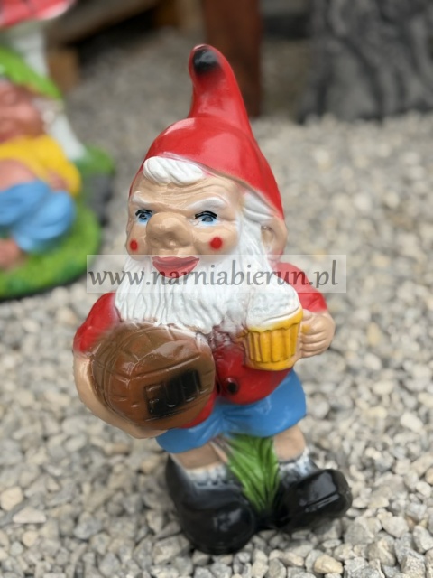 Figurka z żywicy Krasnal krasnoludek z piwem piwosz 33 cm.