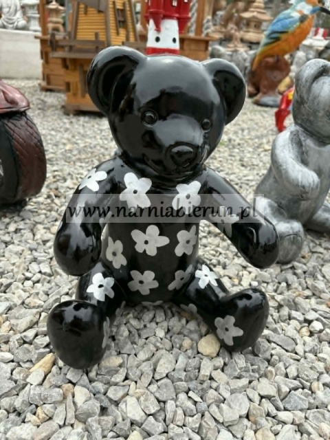 Figurka z żywicy MIŚ HARIBO CZARNY SREBRNY 30 cm