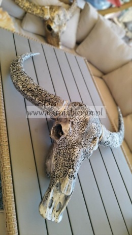 Figurka z żywicy Czaszka bawoła byka do powieszenia złota srebrna 80cm