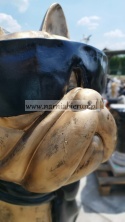 Figurka z żywicy Pies Buldog w okularach francuski GIGANT srebrny 120 cm