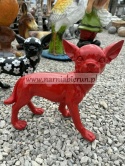 Figurka z żywicy Pies Chihuahua czerwony biały czarny 35cm