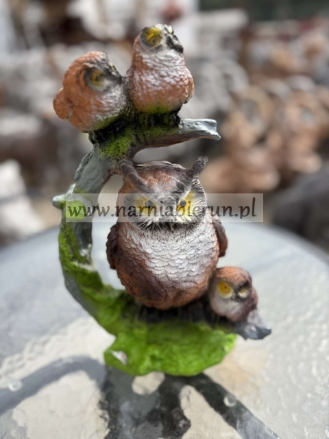 Figurka z żywicy SOWA sowy na pniu sówka 32 cm.