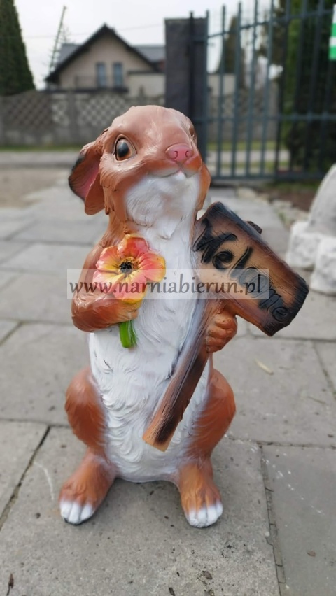 Figurka z żywicy Zając welcome zajączek 73 cm.