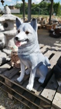Figurka z żywicy pies hachi akita 57 cm biały brązowy rudy czarny szary