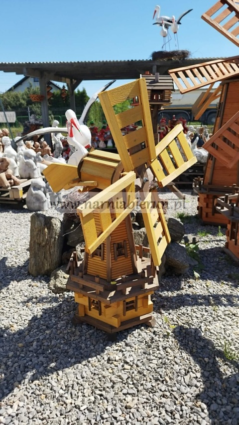 Wiatrak ogrodowy wiatraki drewniane Wysokość 110cm żółty