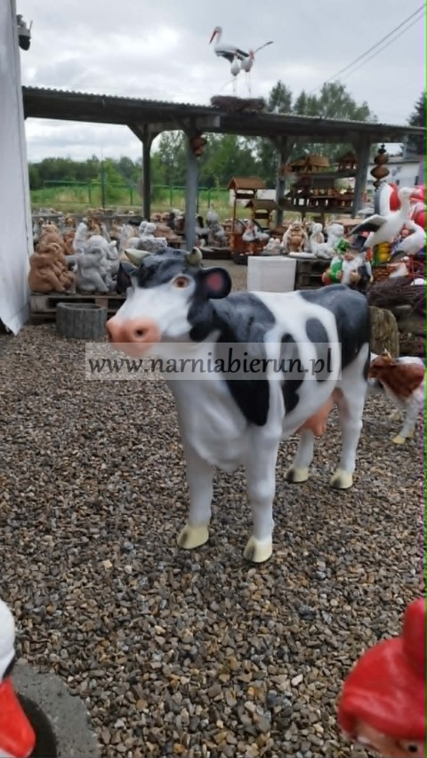 Figurka z żywicy KROWA BRĄZOWO BIAŁA 104 cm