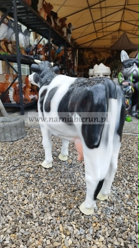 Figurka z żywicy KROWA BRĄZOWO BIAŁA 104 cm